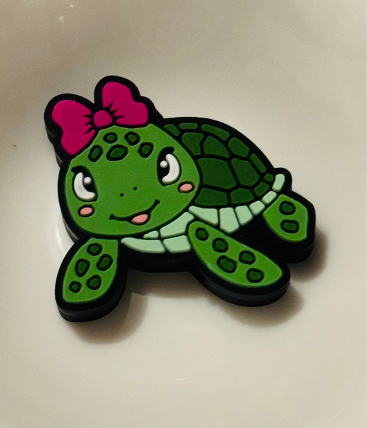 Betsy the Turtle with bow Exclusive Silicone focal Bead