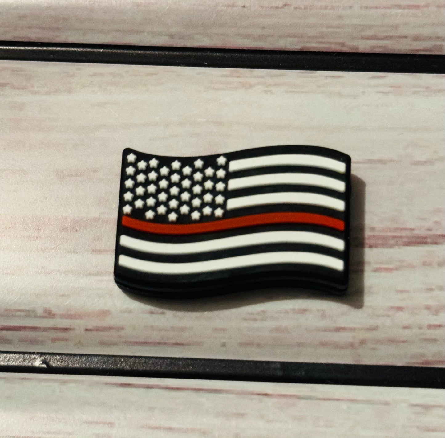 Fireman Flag Silicone Focal Bead-1 Bead