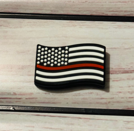 Fireman Flag Silicone Focal Bead-1 Bead