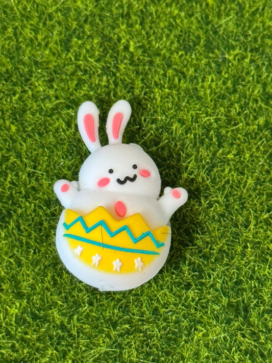 Bunny in yellow egg silicone focal bead -1