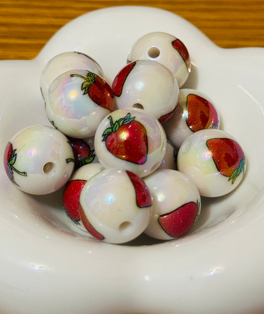 Strawberry Acrylic 16mm bead - Pack of 10