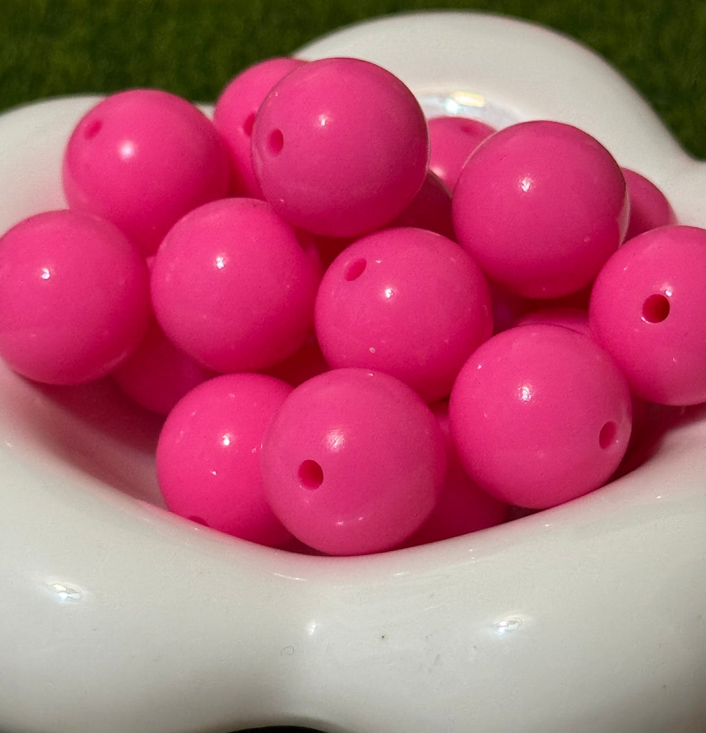 Pink Shiny 15 mm Silicone beads -10 pack
