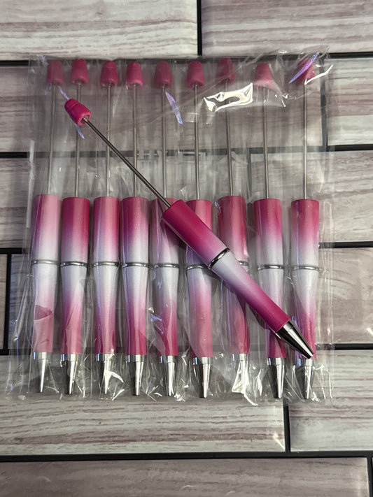 Glitter Dark pink ombre beadable pen-10 pack
