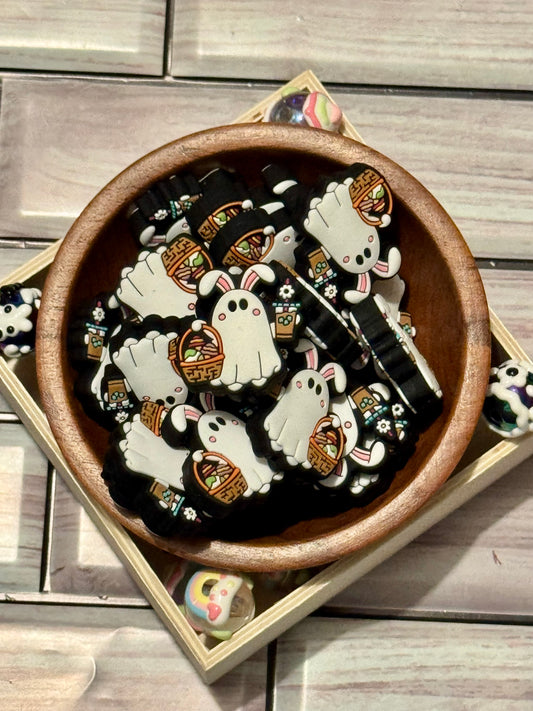 Ghost rabbit Easter Silicone Focal Bead -1