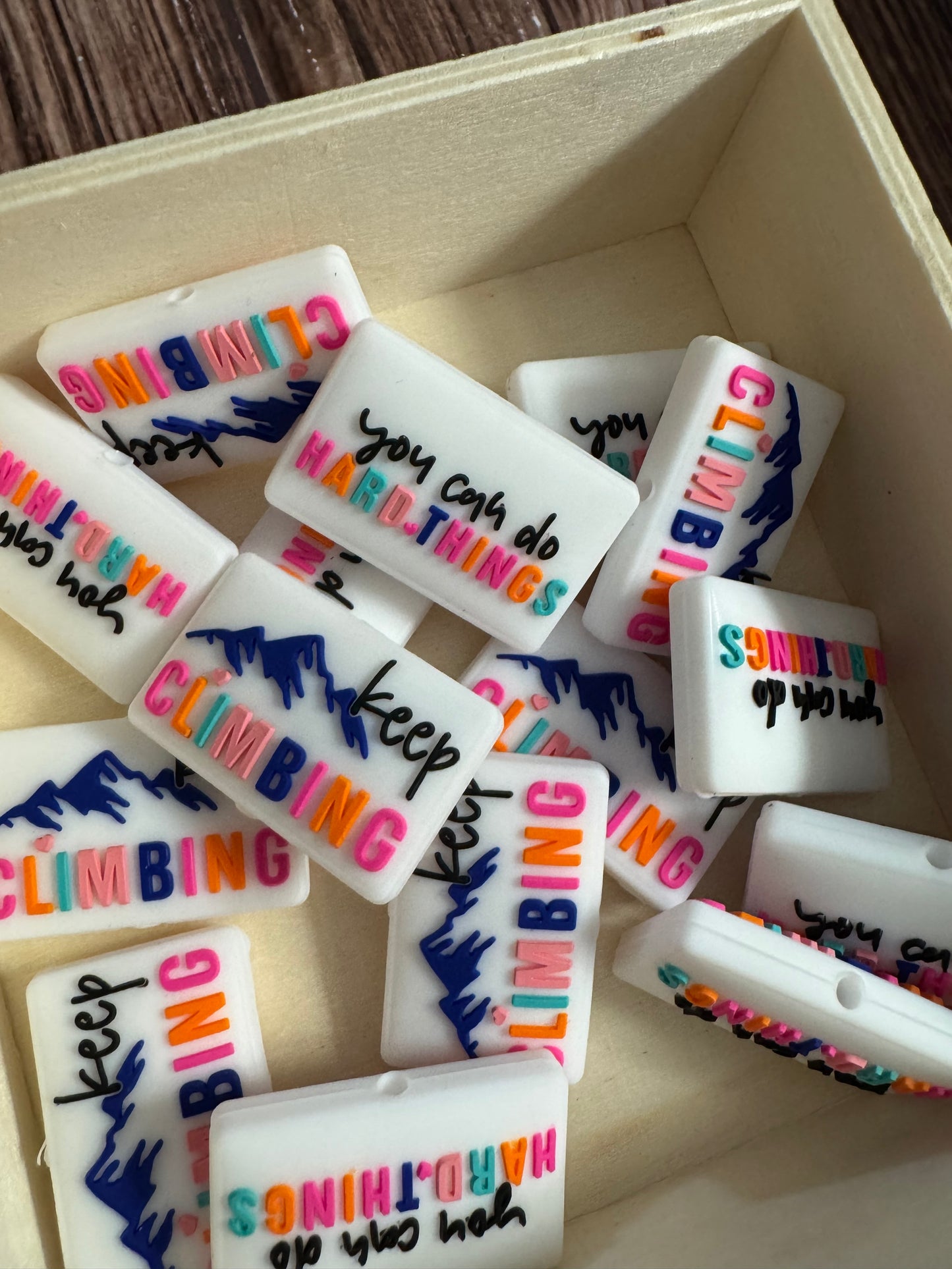 You can do hard things keep climbing, double-sided focal silicone bead-1