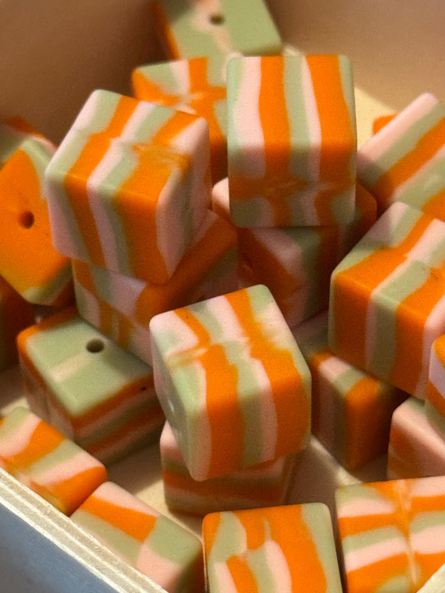 Retro Orange square silicone bead-1