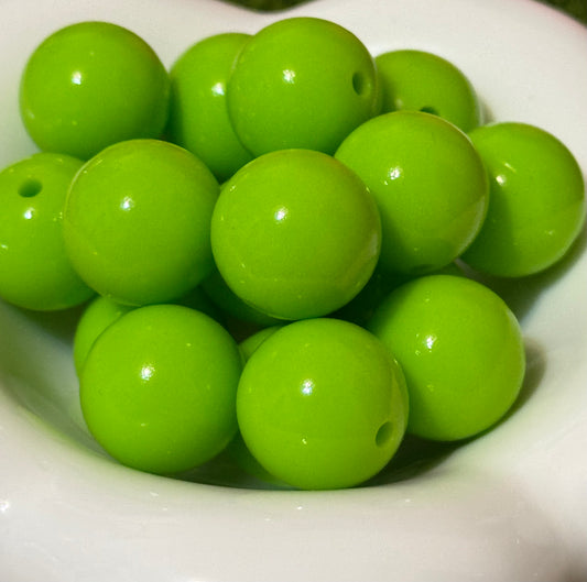 Lime green 15 mm Silicone beads-10 pack