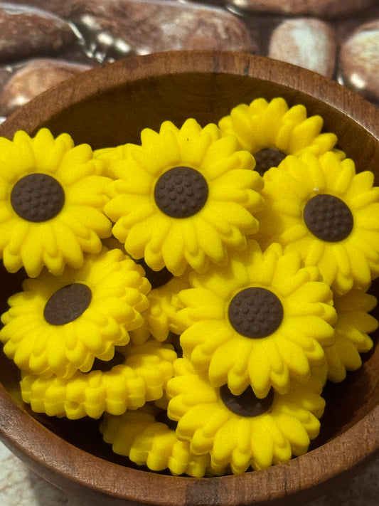 Beautiful Yellow Sunflower Silicone Focal Bead-1