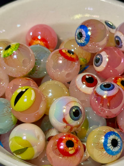 Eyeballs 16mm Halloween Acrylic beads -10 Pack