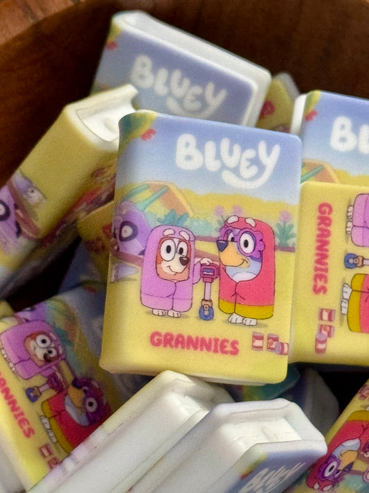 Blue Puppy & Grannies Silicone Book Focal Bead -1