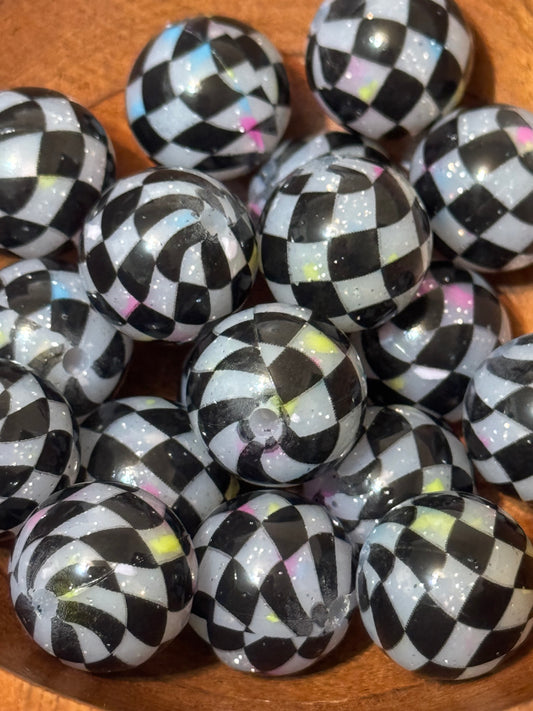Muti-Colored Chunky Glitter Checkered Dance floor 15mm Silicone beads-1