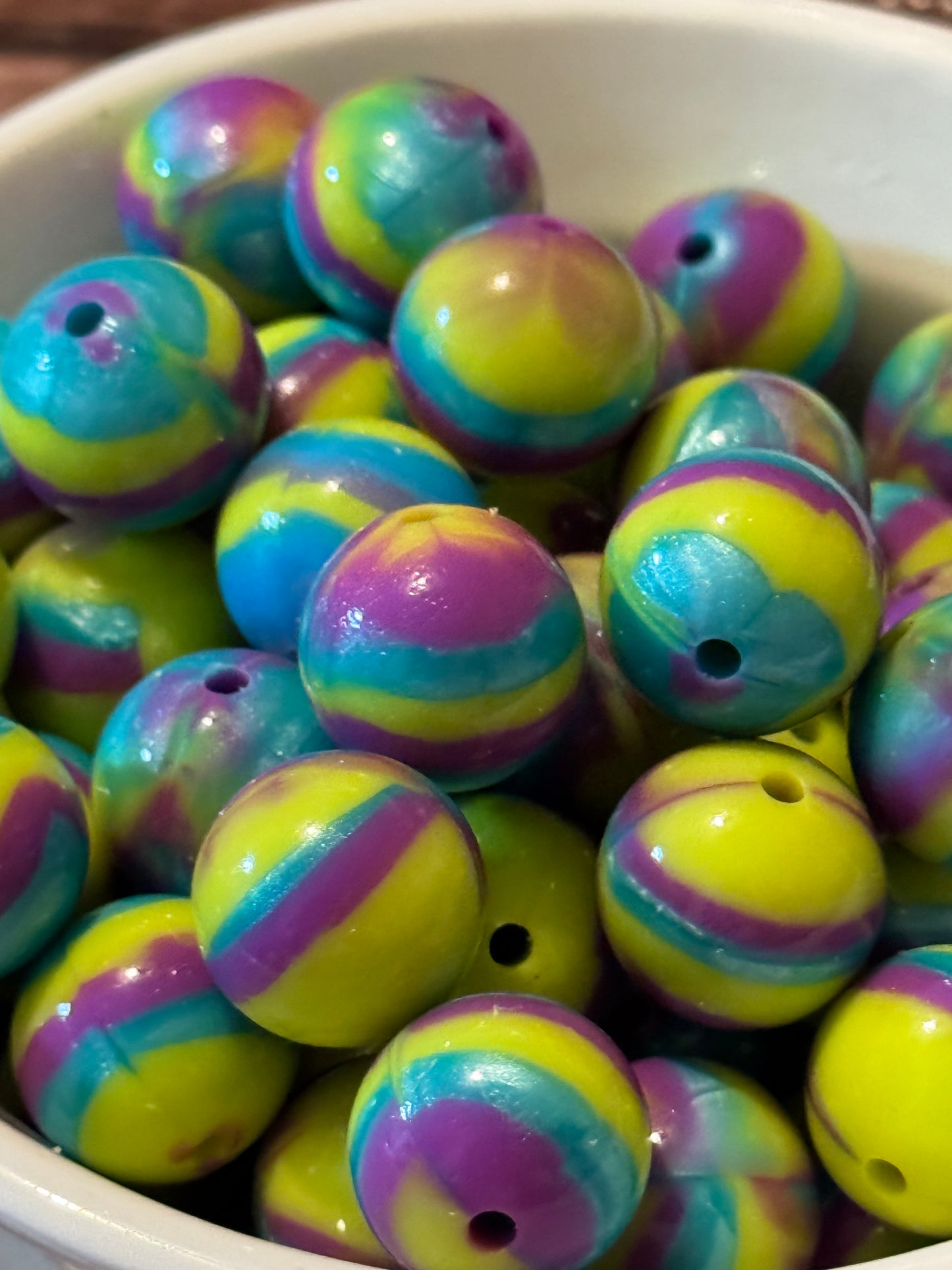 Lime Sherbet Delight 15mm Silcone Shiny beads-1