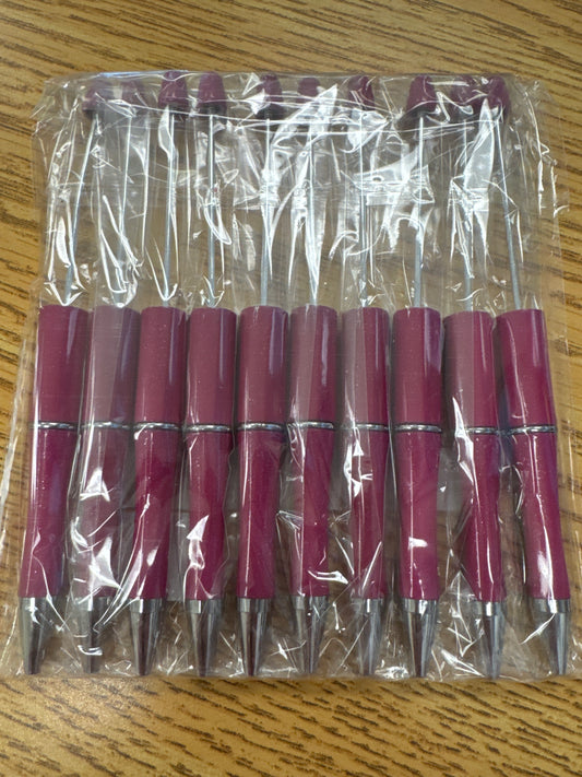 Glittery burgundy Beadable Pen- 10 pack