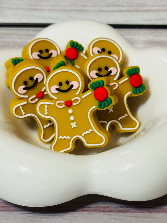 Gingerbread man Silicone focal bead-1