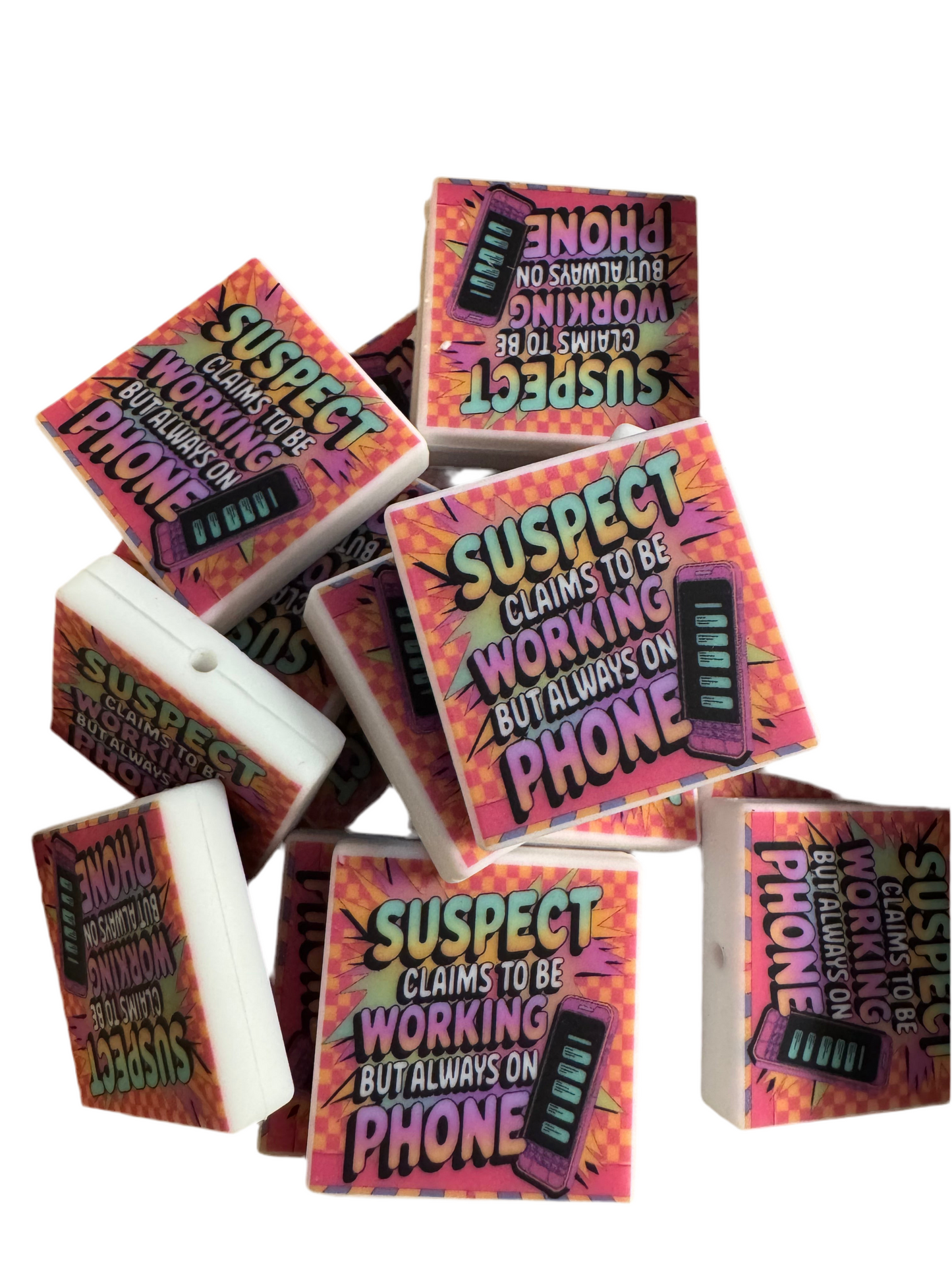Suspect claims to be working but is always on the phone Silicone focal bead custom