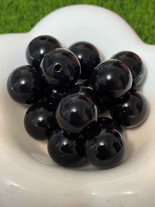 Black Silicone Shiny 15mm beads-10 pack