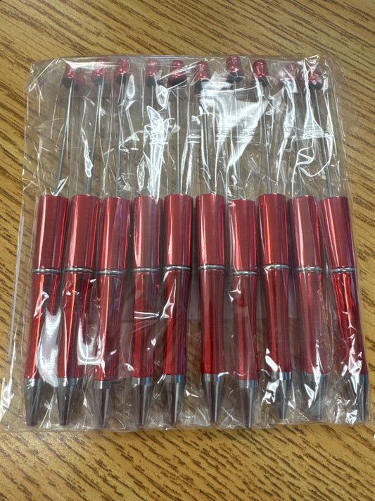 Shiny Red Beadable Pen-10 pack