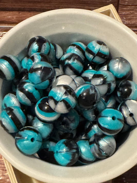Silver Storm Shiny 15mm silicone bead