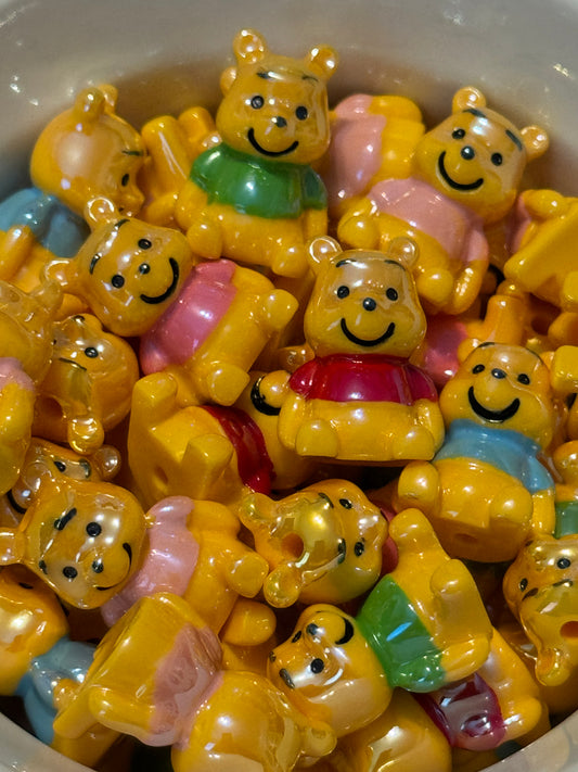 3d Pooh Acrylic Beads-pack-5