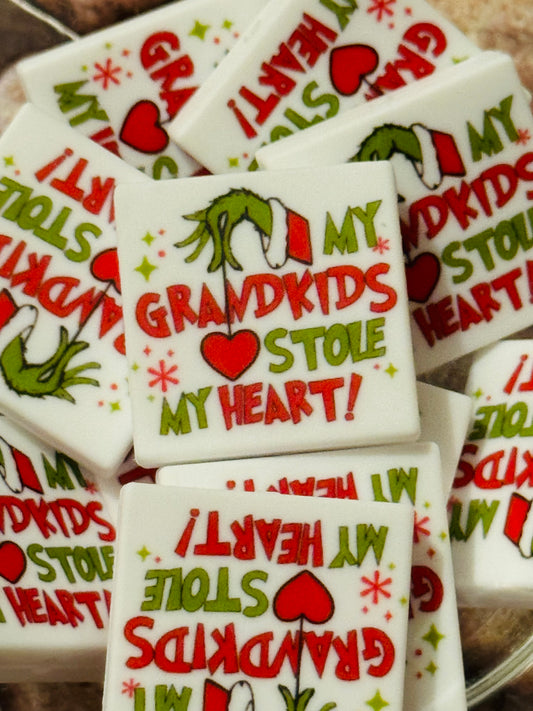 My Grandkids Stole my Heart Grinchy Silicone Custom Bead