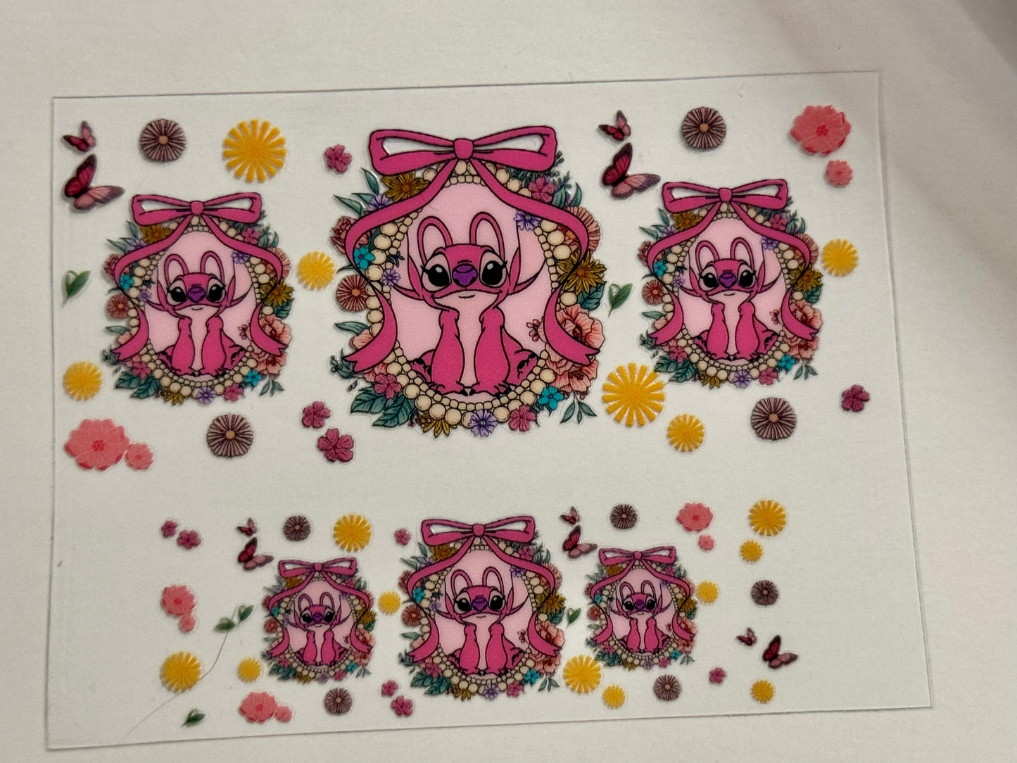 Pink Alien with Bows UV DTF  for mini tumblers