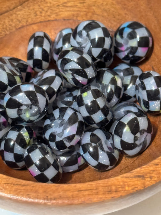 Muti-Colored Chunky Glitter Checkered Dance floor Abacus Silicone beads-1