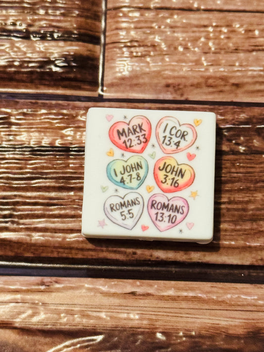 Scripture Heart Silicone focal bead-1 bead custom