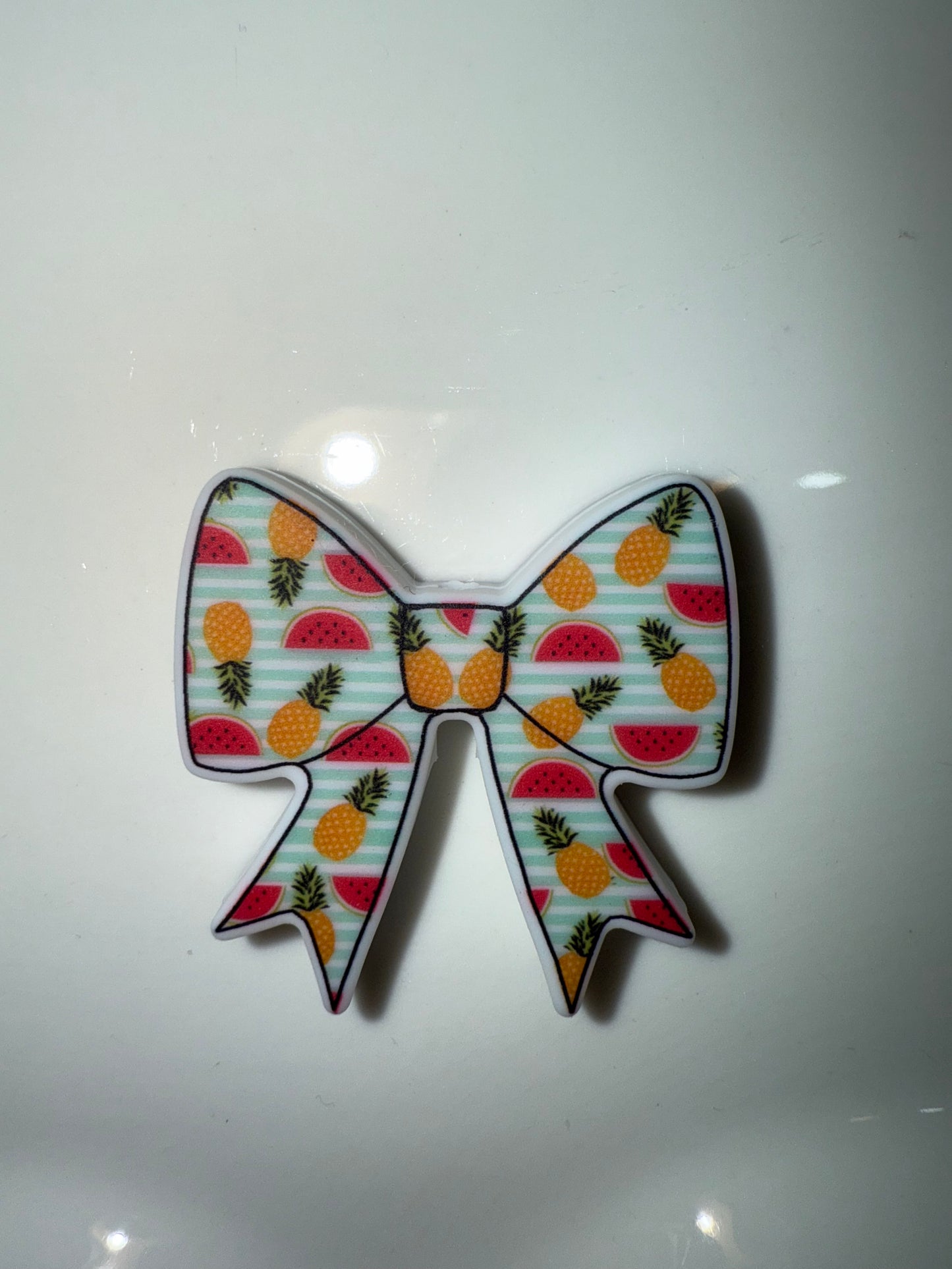 Watermelon & Pineapple Silicone Bow focal bead