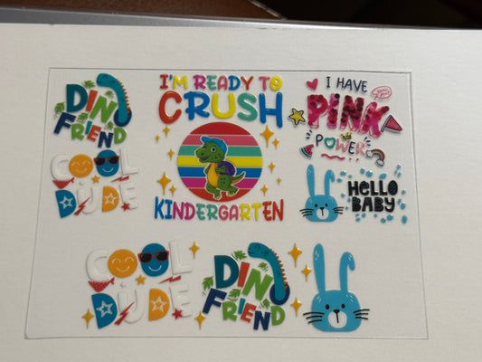 Kindergarten UV DTF for Mini Tumblers