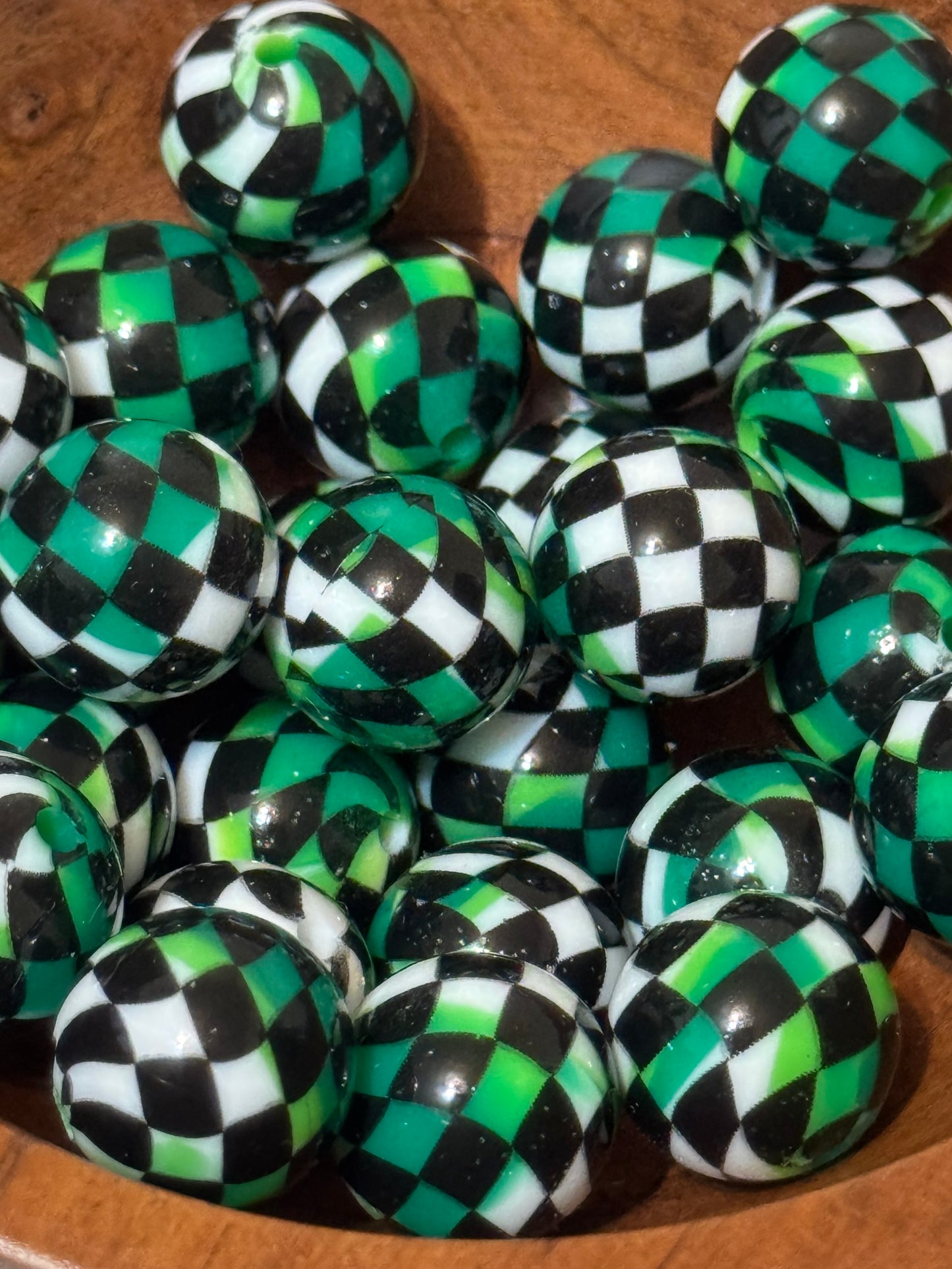 Lime Checkered Dance floor 15mm Silicone beads-1