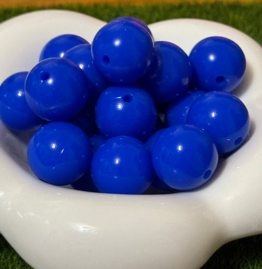 Blue Shiny 15 mm Silicone beads- 10 pack