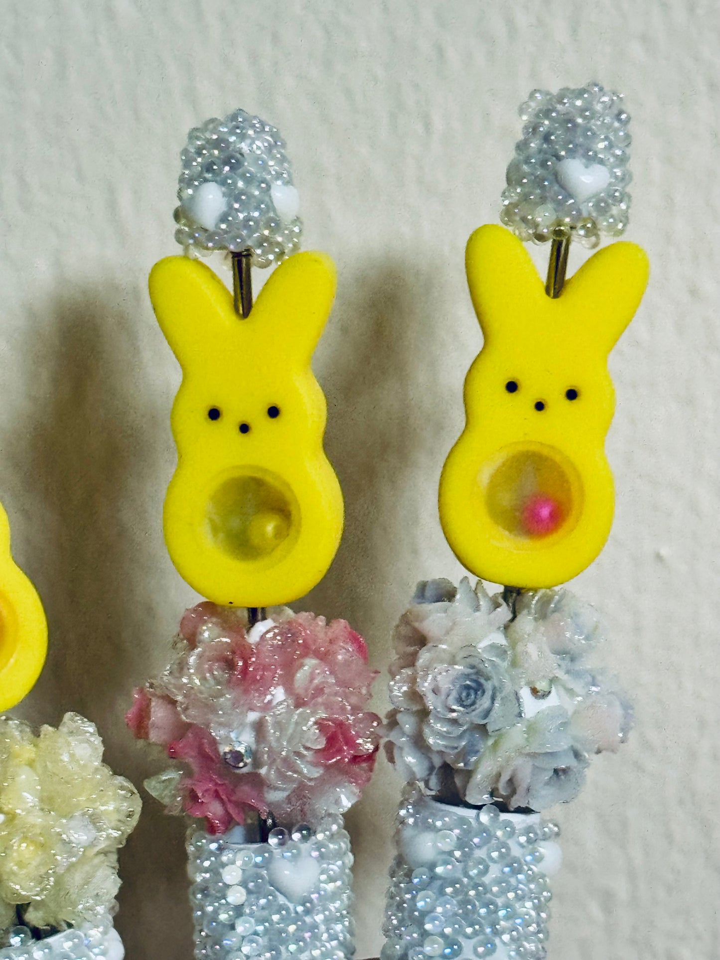 3D Bunny Shaker Yellow Silicone Focal bead-1 bead