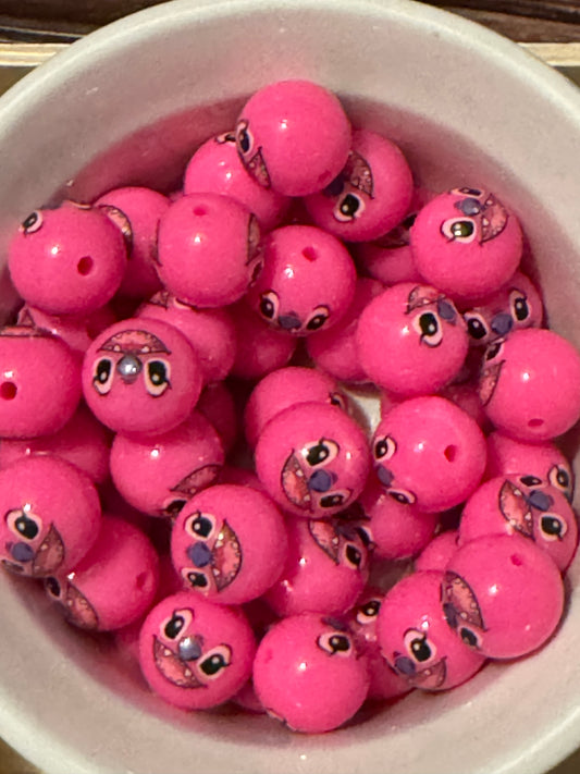 Pink Alien Silicone Bead -1