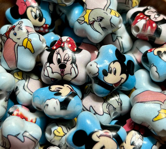 Mouse and Elephant Acrylic beads -10 pack