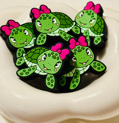 Betsy the Turtle with bow Exclusive Silicone focal Bead