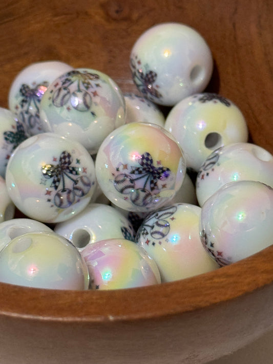 Baseball Cherrys Acrylic 16 mm beads pack-1