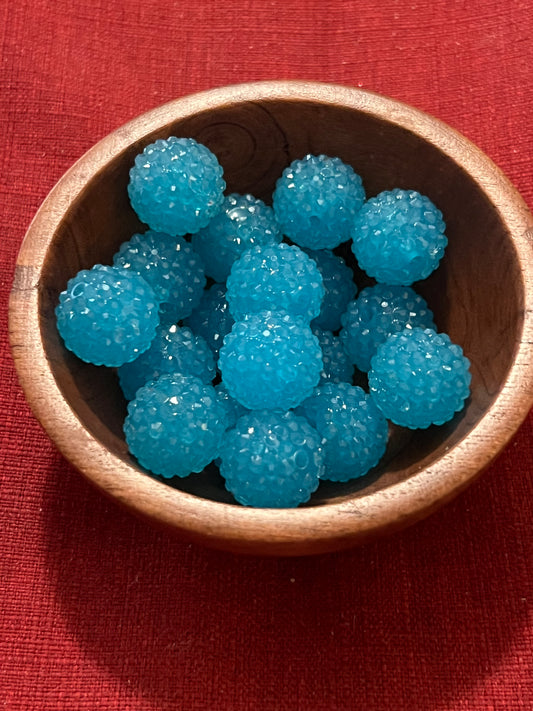Frosted Blue Acrylic Rhinestone Jelly Bead 20 mm -1