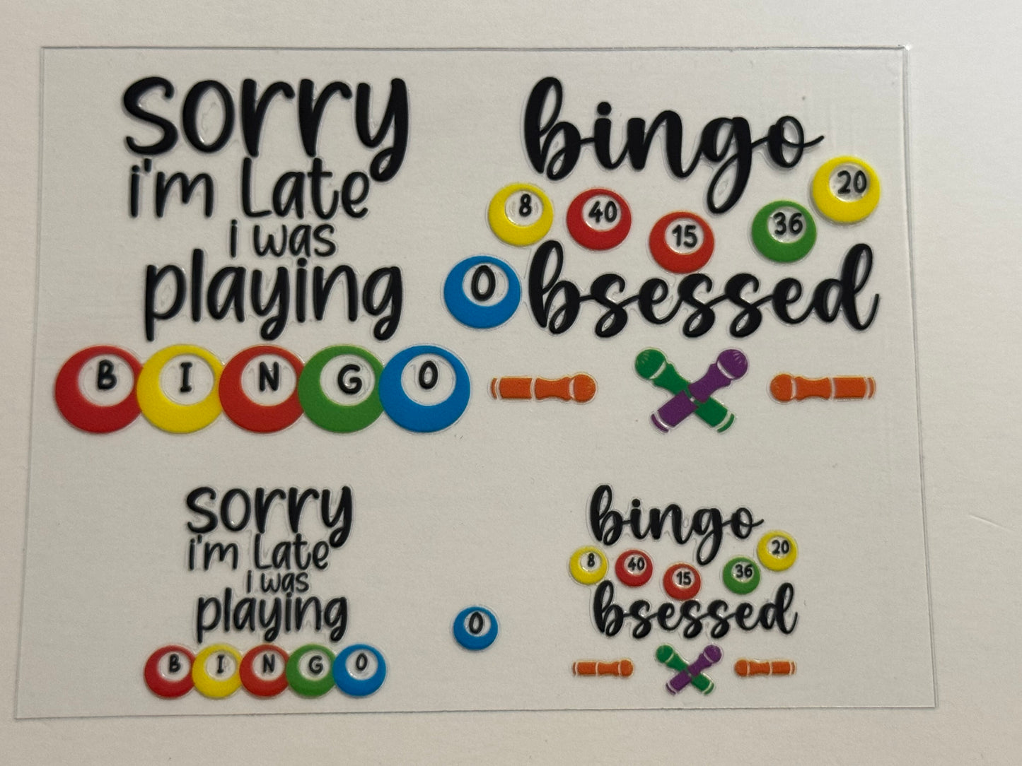 Bingo UV DTF for Mini Tumblers