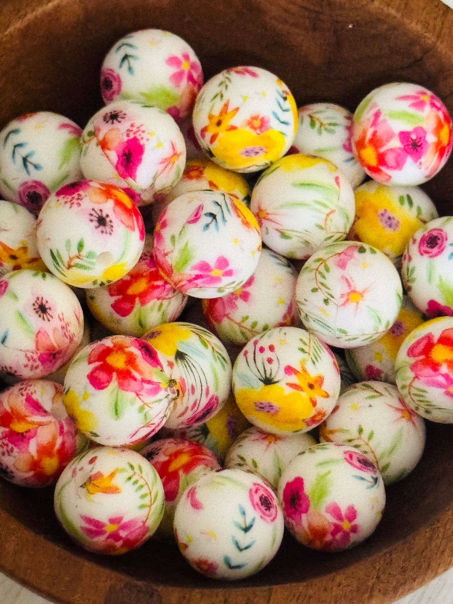 Floral Grace printed 15 mm bead