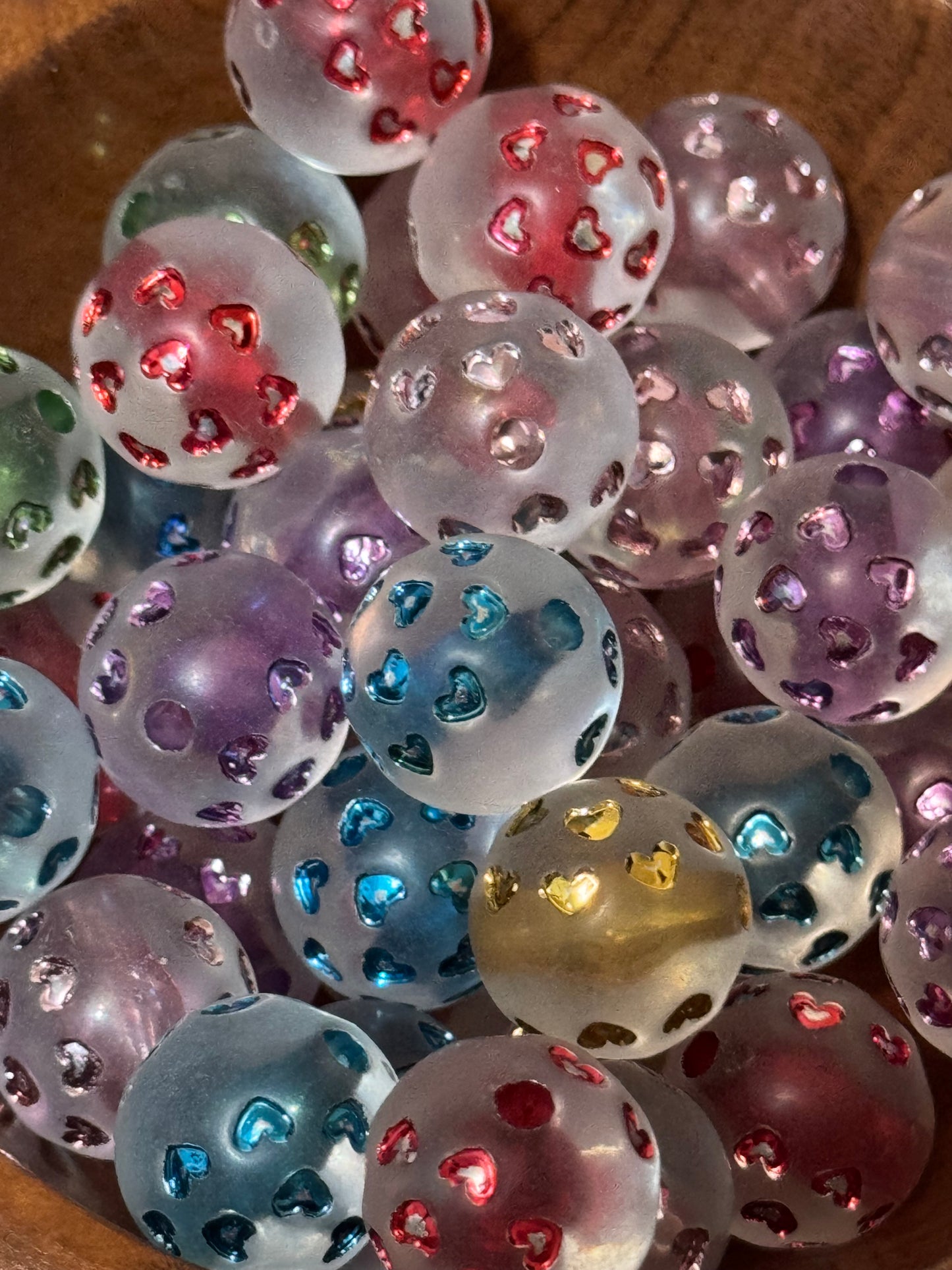 Transparent Colored Hearts 16 mm beads -10 pack