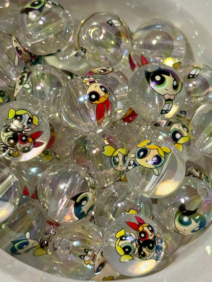 Puff  Girls Trio 16mm Acrylic Beads-10 pack