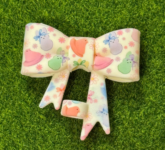 Easter Bunny with Bow Silicone Straw Topper -1