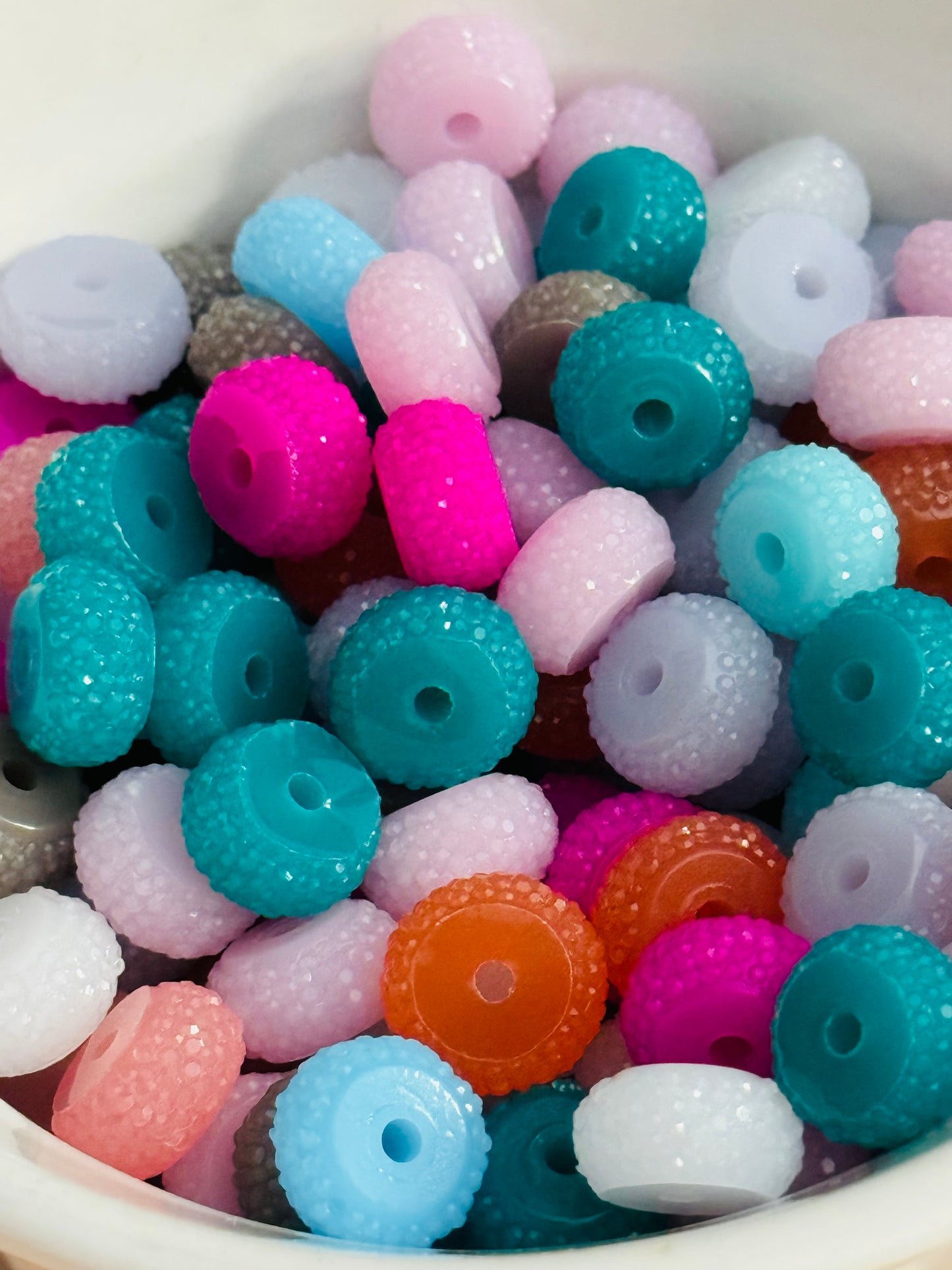 Beautiful sparkling 12mm Acrylic Spacers. -25 count Mix