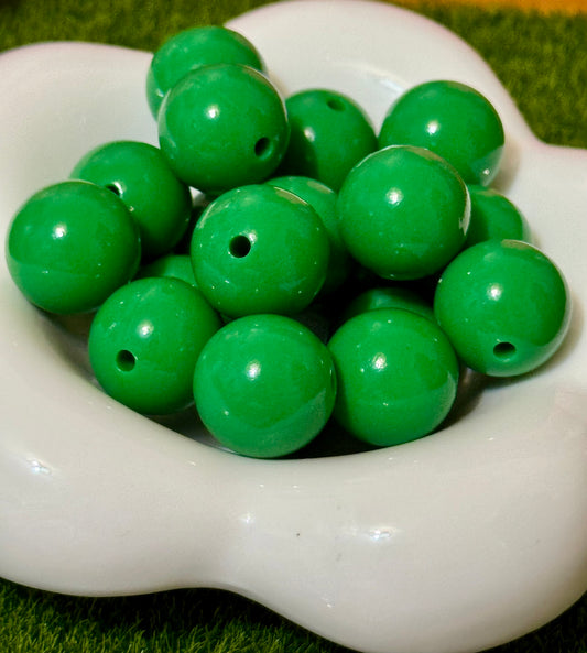 Green shiny 15 mm Silicone beads -10 pack