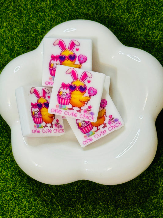 One Cute Chick Easter Silicone focal bead -1