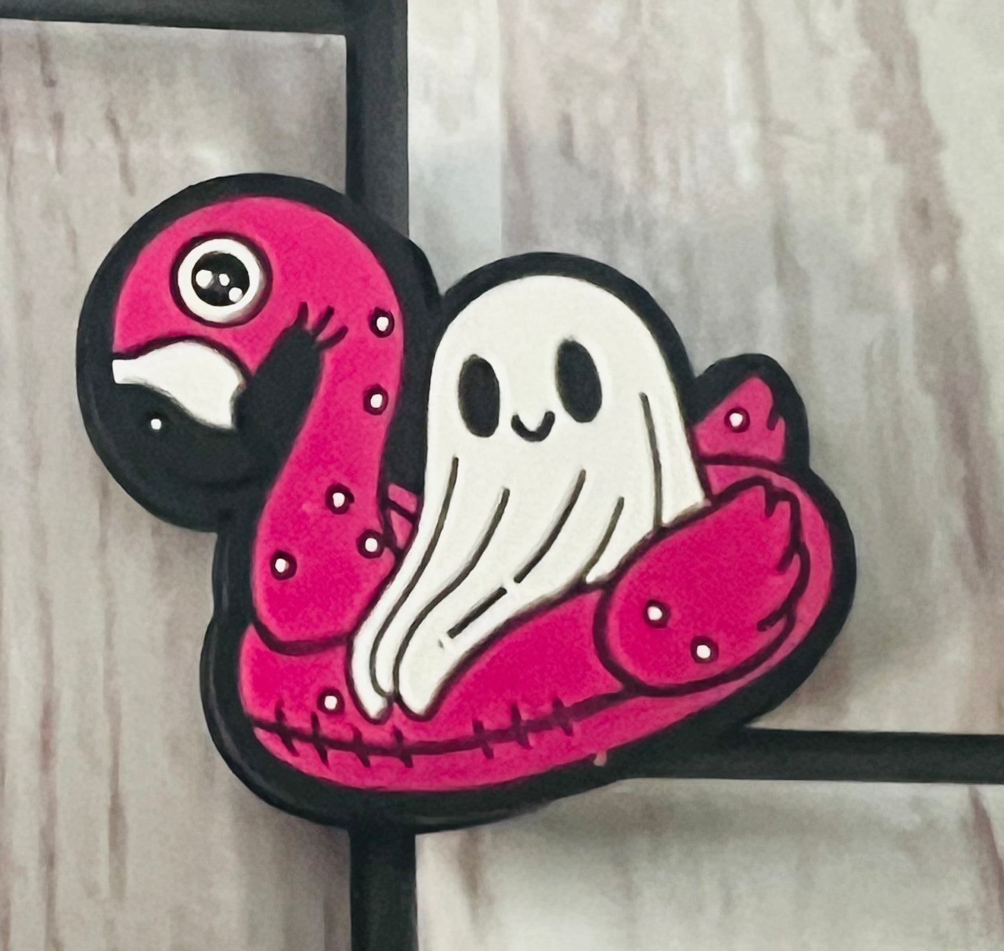 Ghost in a flamingo float silicone focal