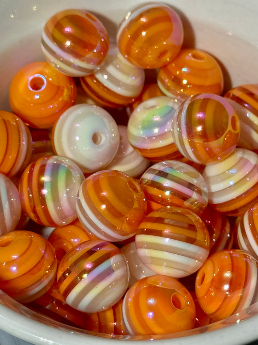 Orange 16mm with white stripes-10 Pack Acrylic