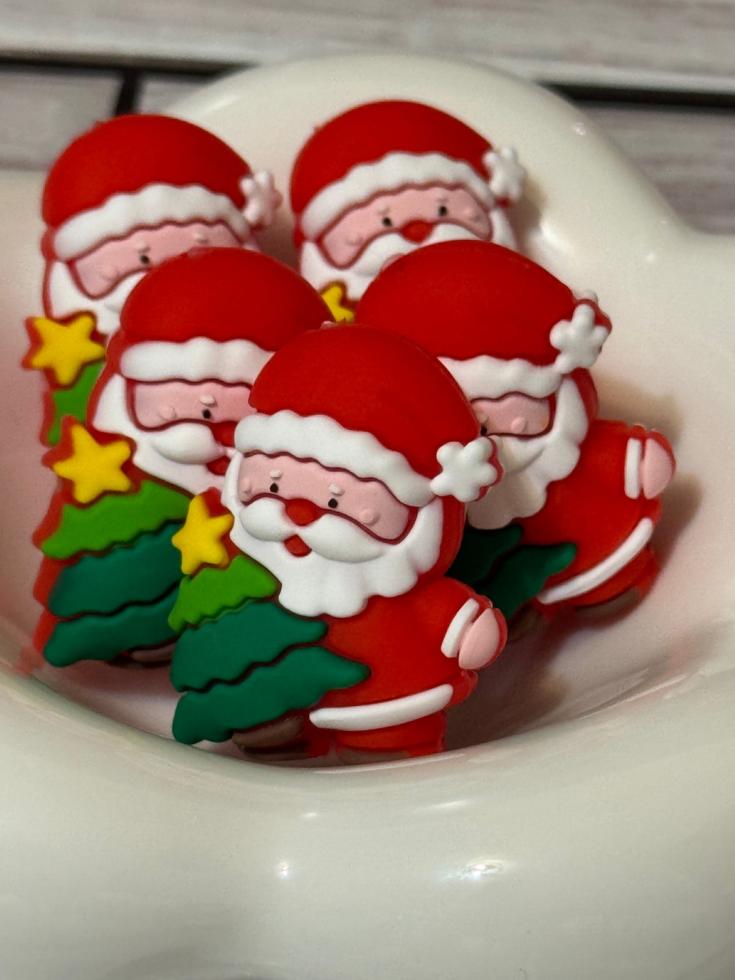 Santa & Christmas Tree Siicone 3d Focal bead-1