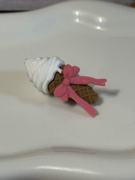 Ice Cream with Bow Silicone Focal bead-1