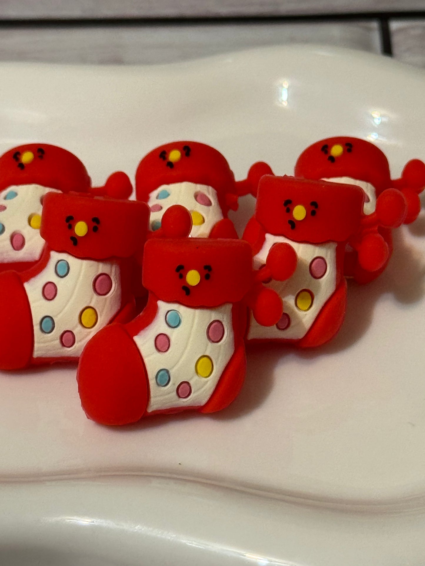 Red Christmas Stocking Silicone focal bead-1